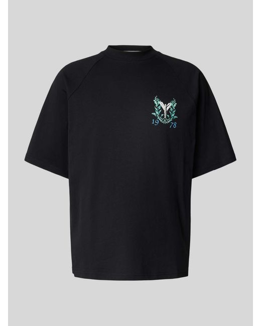 carlo colucci Oversized T-Shirt Met Labelprint in het Black voor heren