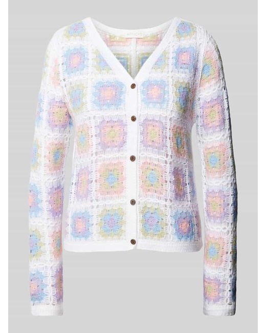 Apricot White Strickjacke Mit Allover-Muster