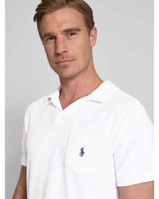 Polo Ralph Lauren Regular Fit Poloshirt mit Brusttasche Modell 'JOHNNY' in White für Herren