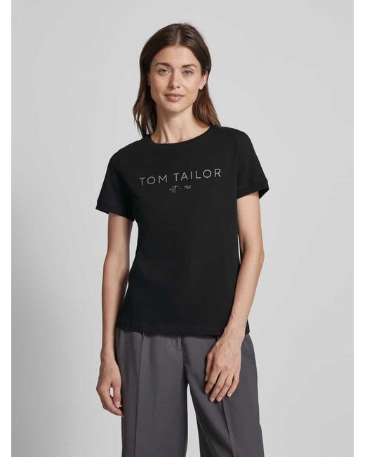 Tom Tailor Black T-Shirt mit Label-Print