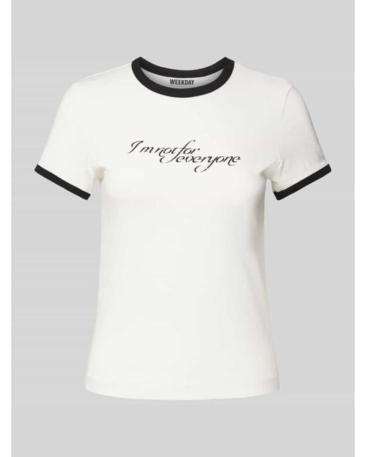Weekday Natural T-Shirt Mit Statement-Print