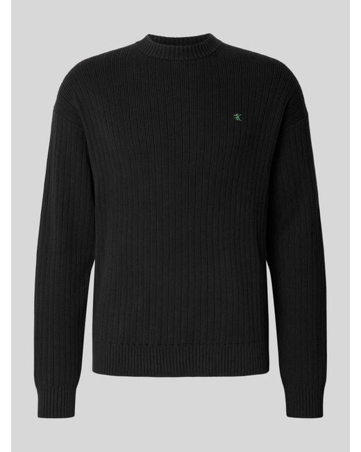 Calvin Klein Oversized Gebreide Pullover Met Ribboorden in het Black voor heren