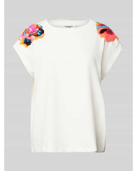 Essentiel Antwerp White T-Shirt mit Zierbesatz