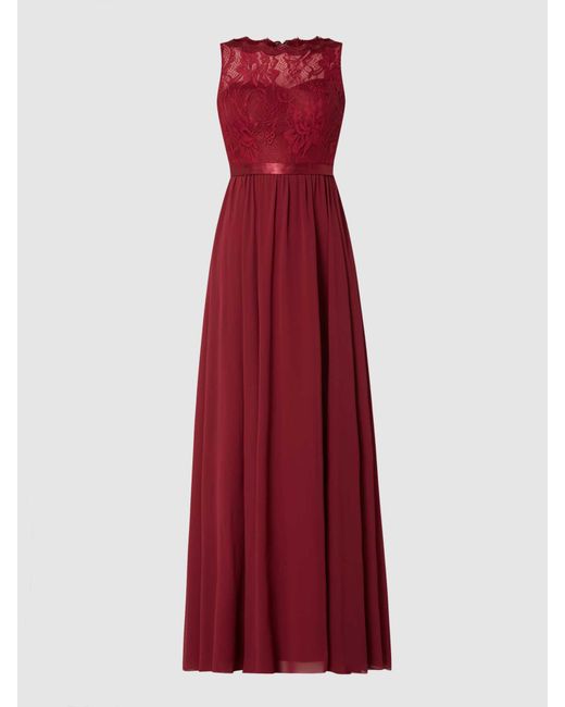 Luxuar Red Abendkleid mit Oberteil aus floraler Spitze