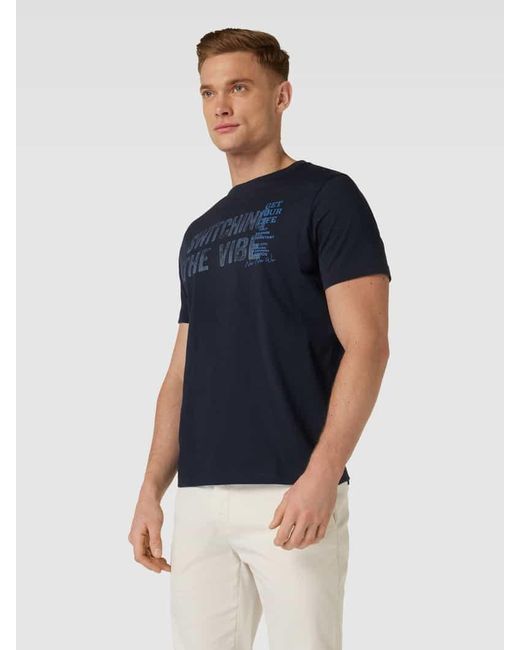 Lerros T-Shirt mit Statement-Print in Blue für Herren