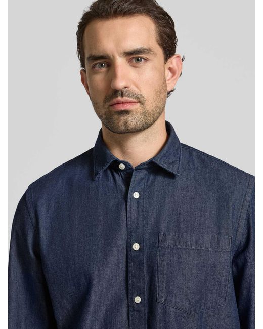 SELECTED Regular Fit Jeansoverhemd Van Puur Katoen, Model 'Regcarlo' in het Blue voor heren