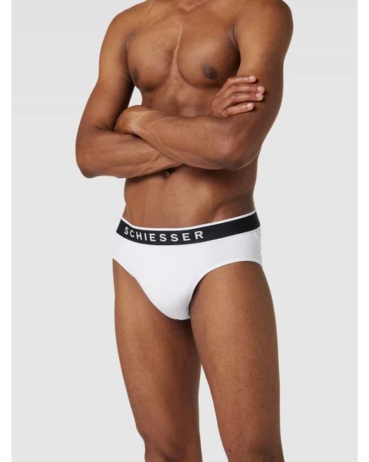 Schiesser Slip Mit Logo-Bund Im 3Er-Pack in White für Herren