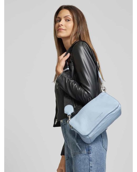 Liebeskind Berlin Blue Crossbody Bag aus echtem Leder mit Label-Print Modell 'CLARICE'