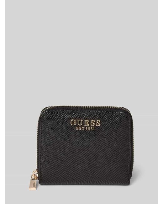 Guess Black Portemonnaie mit Label-Applikation Modell 'LAUREL II'