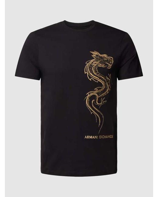 Armani Exchange T-Shirt mit Motiv-Stitching Modell 'Chinese Big Dragon' in Black für Herren