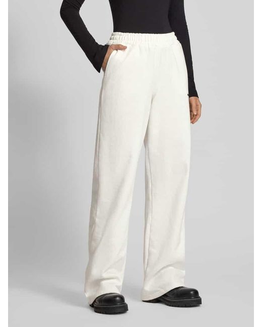PEGADOR White Wide Fit Sweatpants mit Logo-Stitching Modell 'Anni'