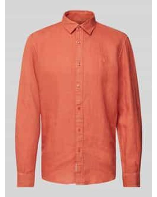 Mcneal Regular Fit Vrijetijdsoverhemd Van Puur Linnen Met Logostitching in het Orange voor heren