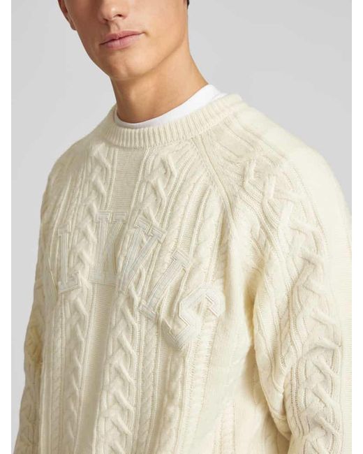 BLKVIS Strickpullover Mit Zopfmuster Und Rundhalsausschnitt in Natural für Herren