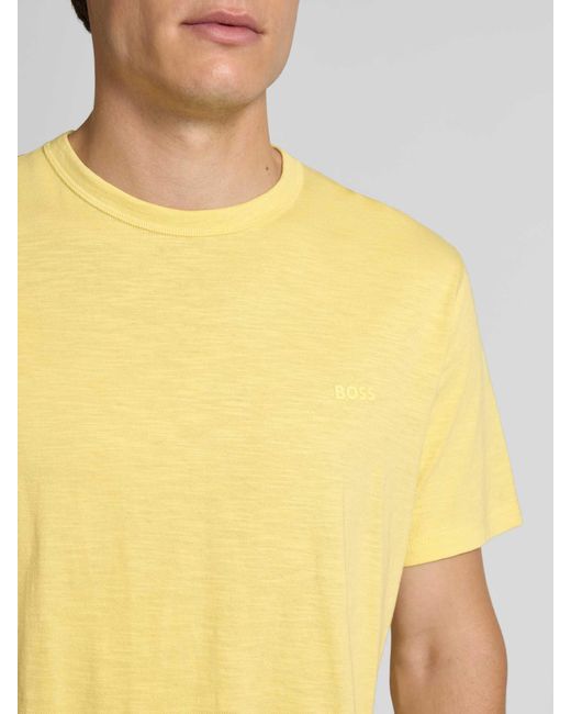 Boss Regular Fit T-Shirt Van Puur Katoen, Model 'Tegood' in het Yellow voor heren