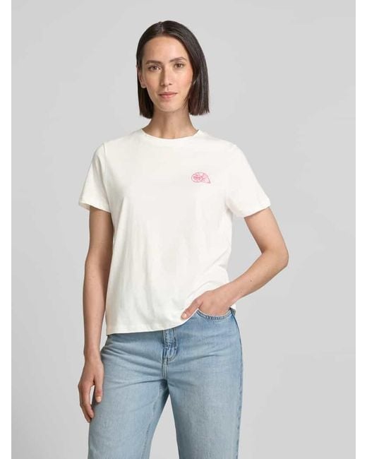 Ichi Natural T-Shirt mit Motiv-Stitching Modell 'CAMINO'