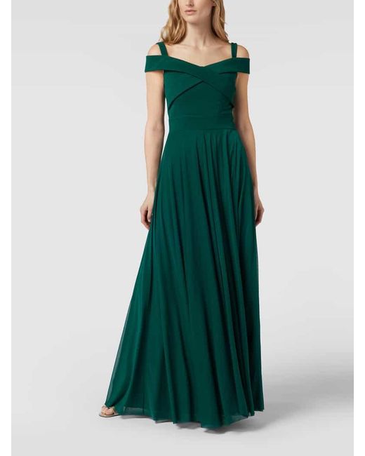 TROYDEN COLLECTION Green Abendkleid mit elastischen Trägern