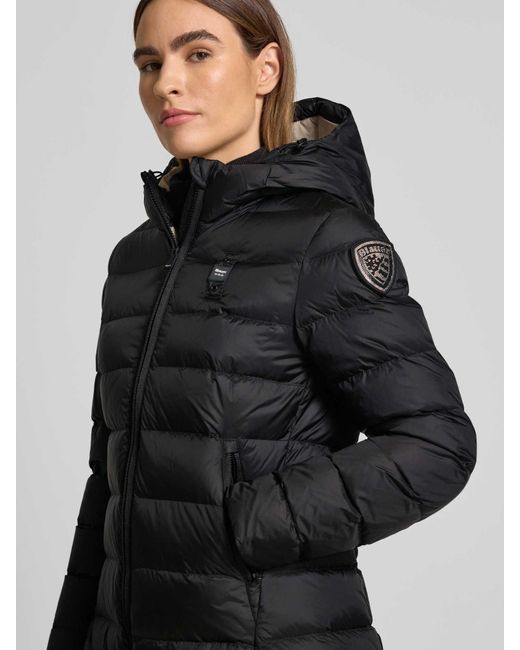 Blauer Usa Lange Donsjas Met Capuchon, Model 'Agnes' in het Black