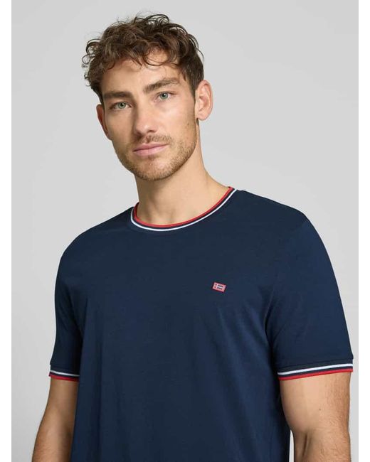 Christian Berg Men T-Shirt mit gerippten Abschlüssen in Blue für Herren