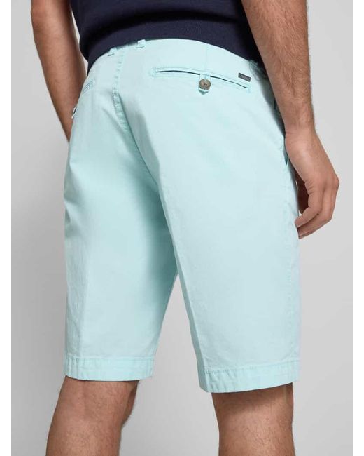 Bugatti Regular Fit Chino-Shorts mit Gürtelschlaufen Modell 'Flat' in Blue für Herren