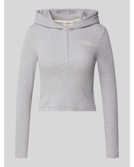 Guess Slim Fit Shirt Met Lange Mouwen, Capuchon En Labelstitching in het Gray
