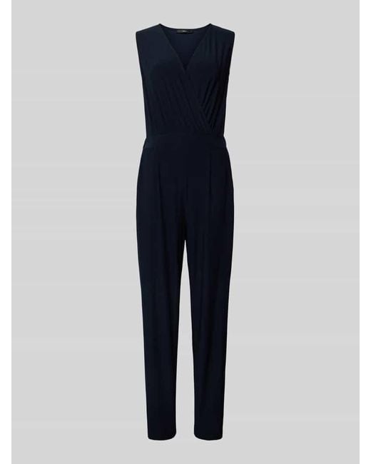 Zero Blue Jumpsuit mit V-Ausschnitt in unifarbenem Design