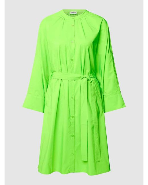 Essentiel Antwerp Green Knielanges Kleid mit Bindegürtel