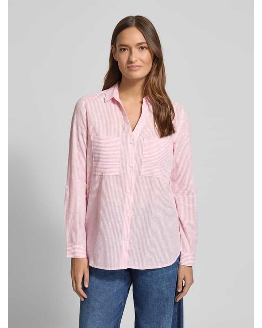 Christian Berg Women Pink Regular Fit Bluse mit V-Ausschnitt und Brusttaschen