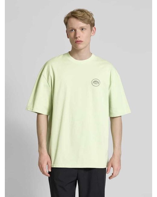 PEGADOR Oversized T-Shirt mit Label-Print Modell 'BUCKLIN' in Yellow für Herren