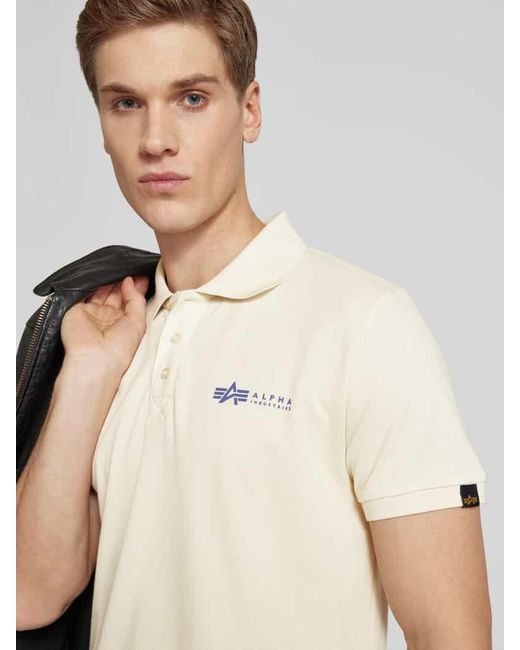 Alpha Industries Regular Fit Poloshirt Mit Label-Print in Natural für Herren