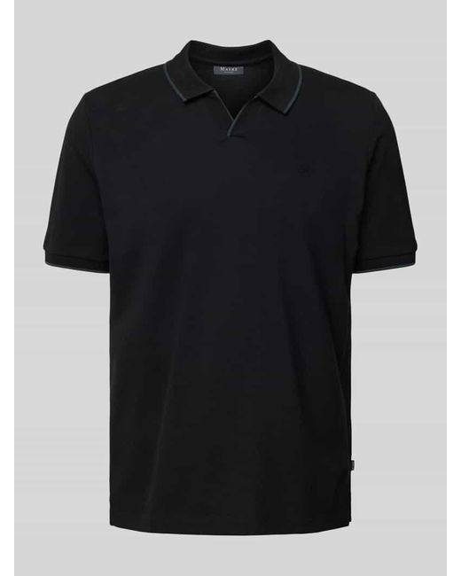 maerz muenchen Regular Fit Poloshirt mit V-Ausschnitt in Black für Herren