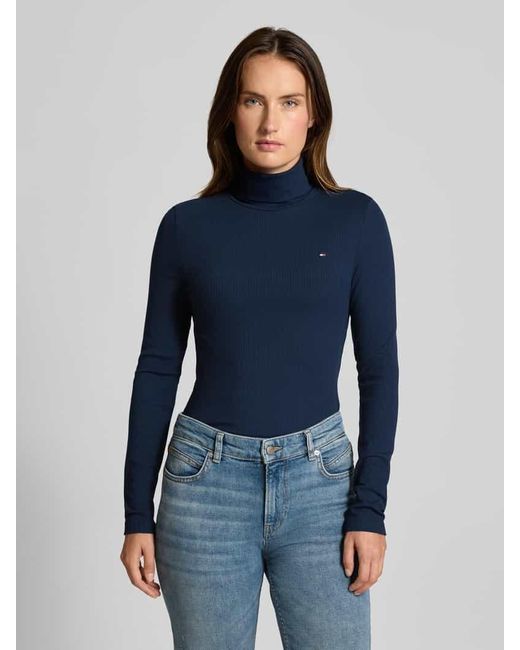 Tommy Hilfiger Blue Slim Fit Langarmshirt aus Viskose-Mix