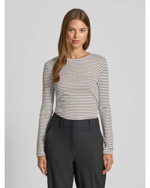 Rich & Royal Gray Longsleeve mit geripptem Rundhalsausschnitt