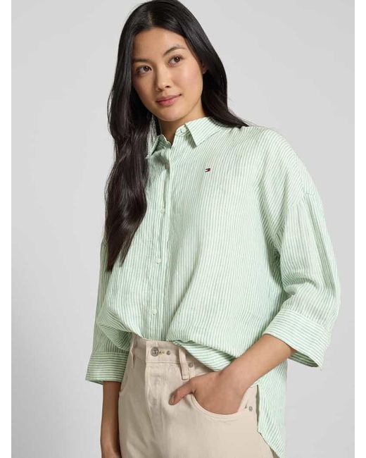 Tommy Hilfiger Green Relaxed Fit Bluse aus reinem Leinen
