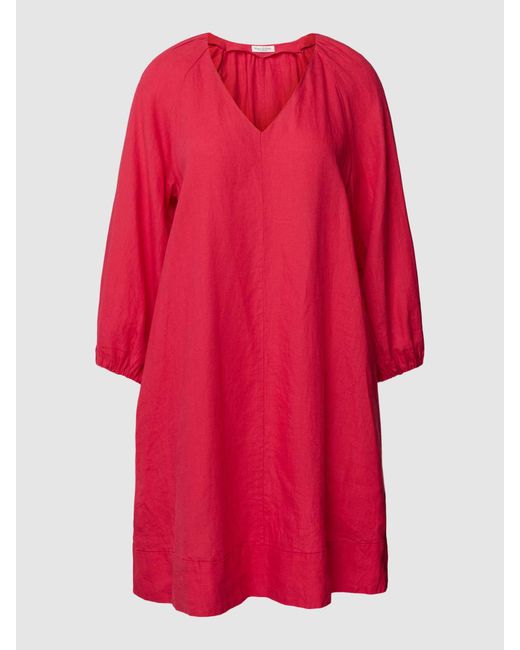 Marc O' Polo Mini-jurk Van Linnen Met V-hals in het Red