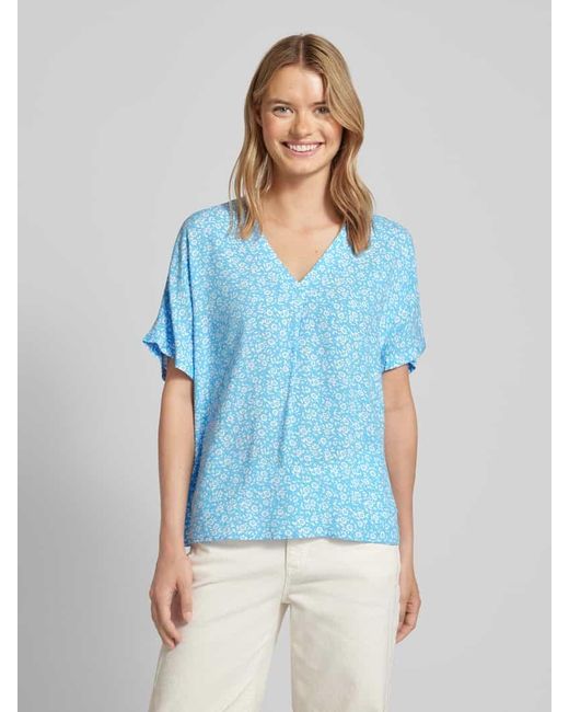 Vero Moda Blue Blusenshirt aus Viskose mit V-Ausschnitt Modell 'EASY'