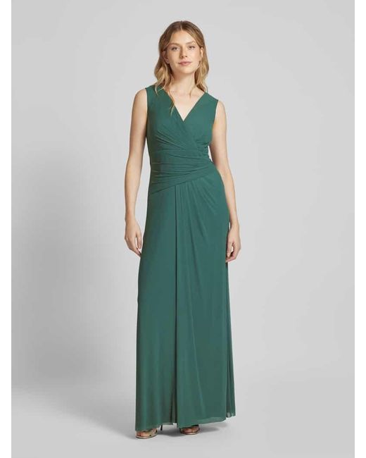 Vera Mont Green Abendkleid Mit V-Ausschnitt Und Raffungen