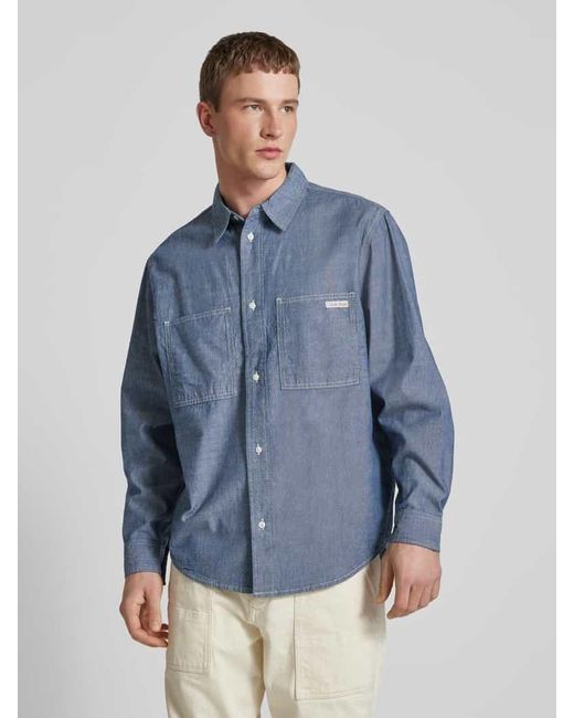 Calvin Klein Regular Fit Freizeithemd mit Label-Detail Modell 'EASY CHAMBRAY' in Blue für Herren