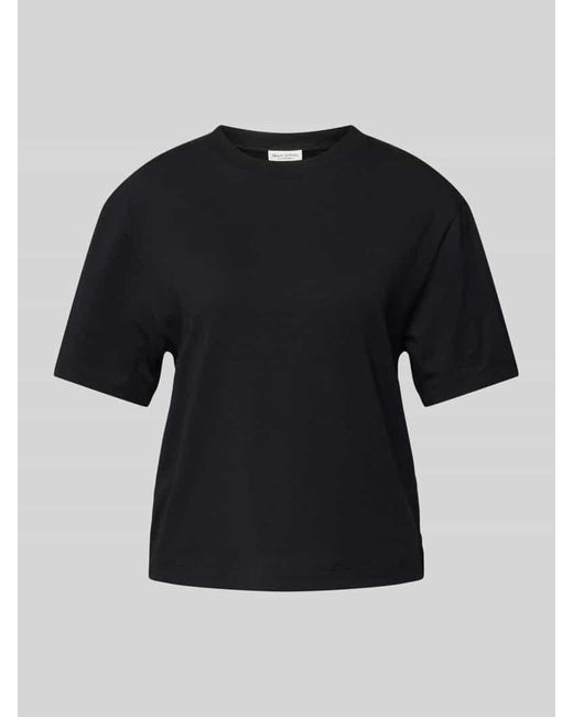 Marc O' Polo Black T-Shirt mit geripptem Rundhalsausschnitt