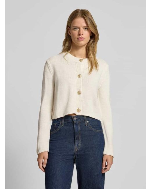 ONLY Natural Relaxed Fit Strickjacke mit Zierknopf Modell 'TESSA'