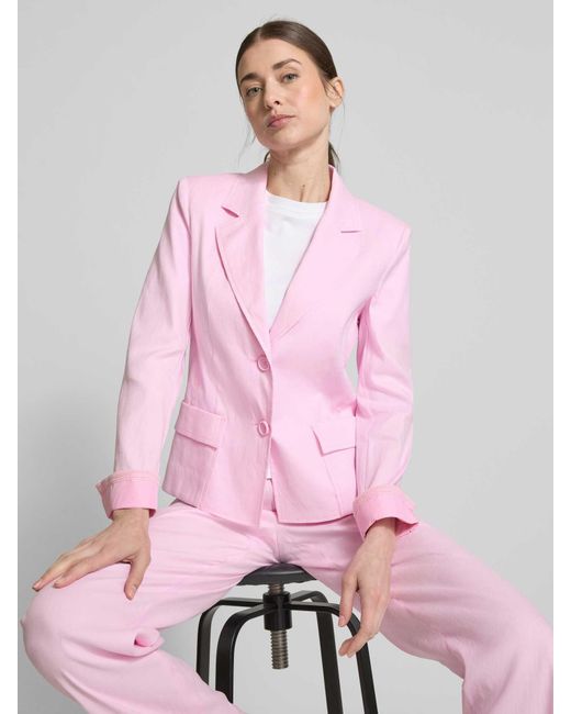 Marc Cain Blazer Van Linnenmix Met Reverskraag in het Pink