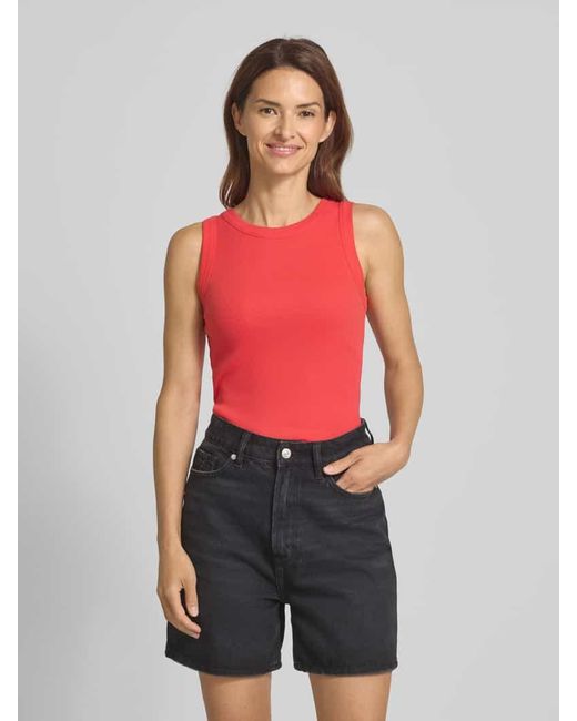 Drykorn Red Tanktop mit gerippten Abschlüssen Modell 'OLINA'