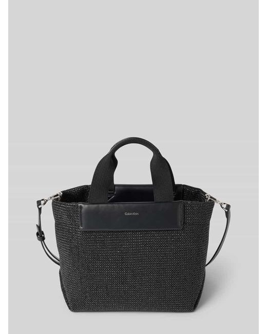Calvin Klein Black Handtasche mit Strukturmuster Modell 'RAFFIA'