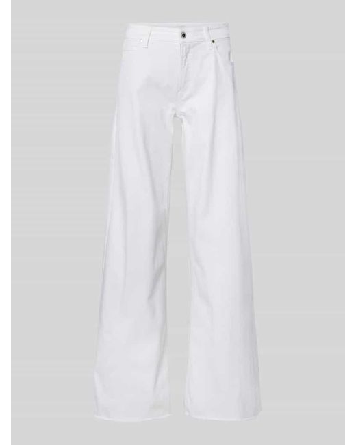 Cambio White Flared Jeans mit offenem Saum Modell 'PALLAZZO'