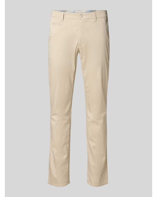 Brax Regular Fit Chino Met Structuurmotief in het Natural voor heren