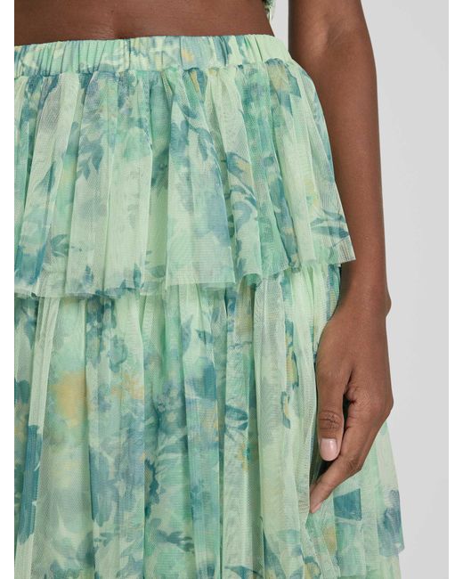 LACE & BEADS Knielange Rok Met Volants in het Green
