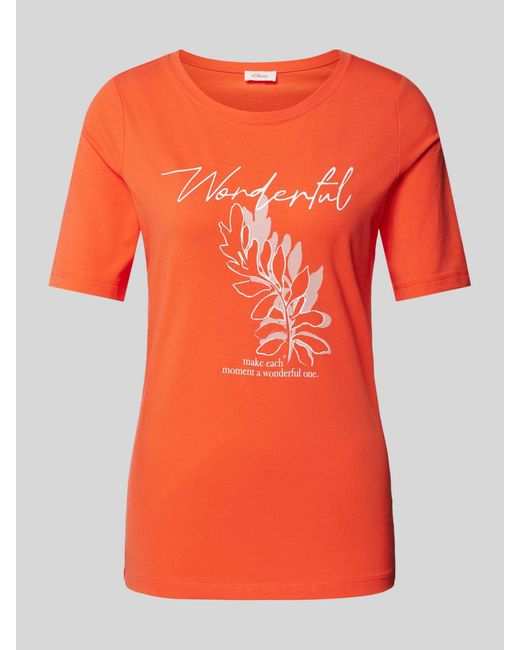 S.oliver T-shirt Met Ronde Hals in het Orange