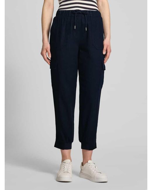 Freequent Blue Tapered Fit Leinenhose Mit Cargotaschen Modell 'Lava'