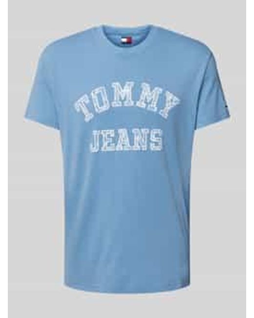 Tommy Hilfiger Regular Fit T-shirt Van Puur Katoen Met Labelprint Met Motief in het Blue voor heren
