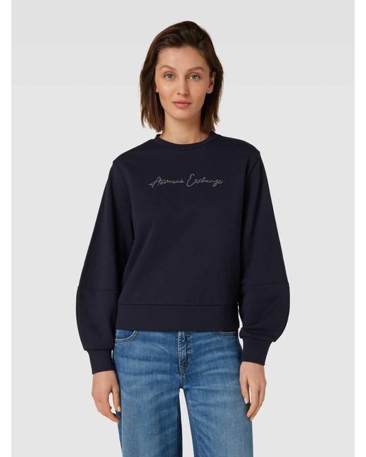 Armani Exchange Sweatshirt mit Label-Strasssteinbesatz in Blue für Herren