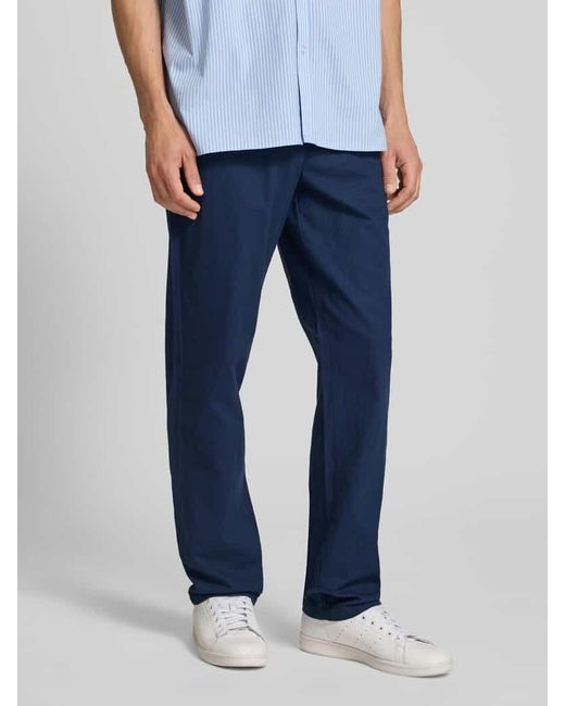 Blend Regular Fit Leinenhose mit Tunnelzug Modell 'BAY' in Blue für Herren